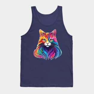Cat Portrait Rainbow Colors Tank Top